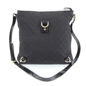 Gucci GG Canvas Abbey 131326 Leather Shoulder Bag/Crossbody Black Tote Bag fo...